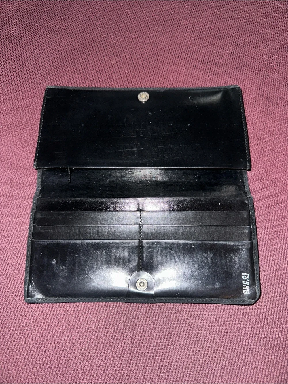 Gucci Black Suede & Leather Long Flap Wallet - Picture 3 of 3